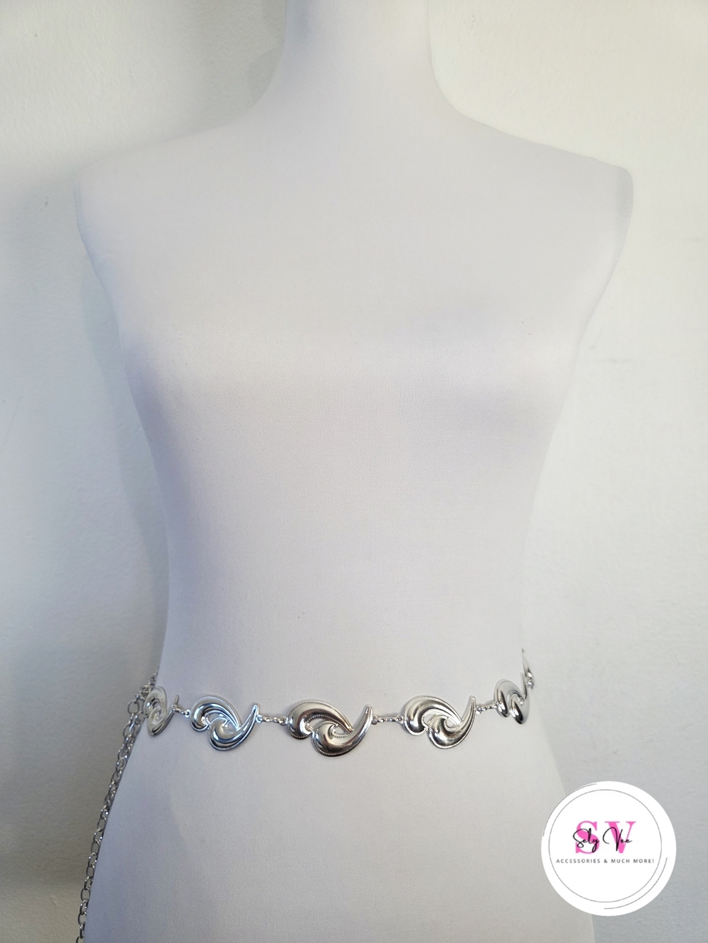 Silver Wave Like Chain Belt
